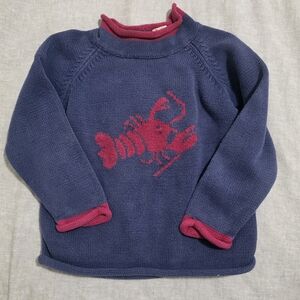 Navy Sweater with Maroon Lobster Design